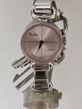 Vintage Pedre 17 Jewel Silver-Tone Ladies  Hand Wind Mechanical Watch